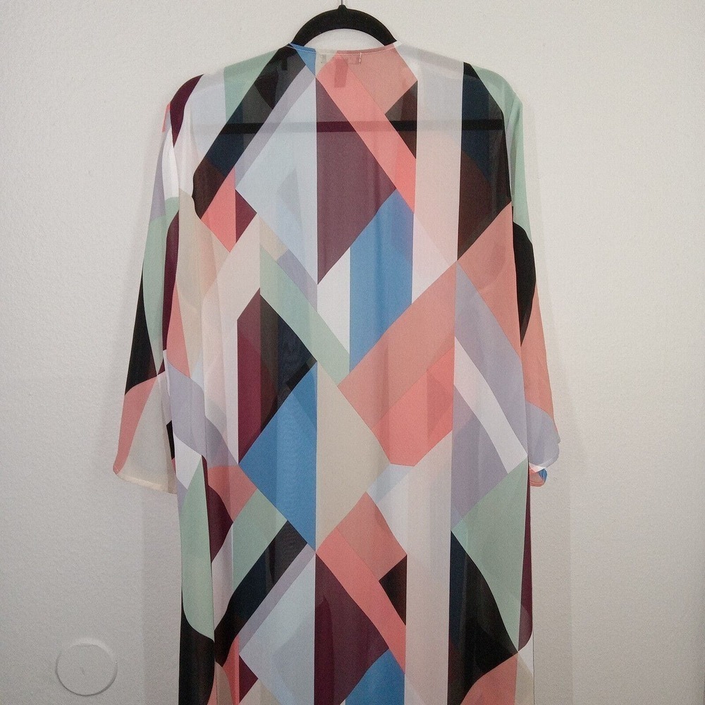 Torrid 00/0 Kimono Colorful Geometric Half Sleeve Polyester Duster - Picture 4 of 8